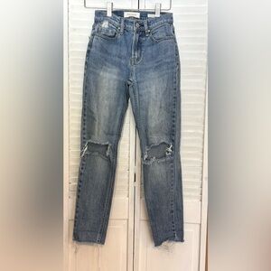 PACSUN waist size 22 Vintage Icon distressed destroyed blue jeans raw hem